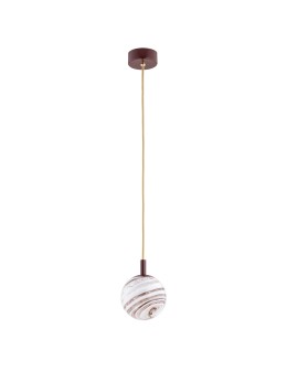 Argon ALMIROS 8452 lampa wisząca 1 pł., mała, klosz biało-brązowy (marmurek), elementy brązowy czekoladowy szkło, stal la - produkt 2