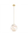 Argon ALMIROS 8447 lampa wisząca 1 pł., średnia, klosz biało-brązowy (marmurek), elementy mosiądz szkło, mosiądz, oplot 