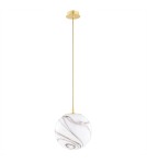 Single pendant lamps - Argon ALMIROS 8447 1-fl. pendant lamp, medium, white-brown (marble) lampshade, brass elements glass, brass, braid  - product 2