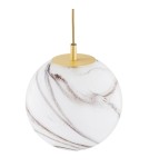Single pendant lamps - Argon ALMIROS 8447 1-fl. pendant lamp, medium, white-brown (marble) lampshade, brass elements glass, brass, braid  - product 3