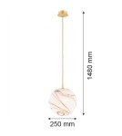 Single pendant lamps - Argon ALMIROS 8447 1-fl. pendant lamp, medium, white-brown (marble) lampshade, brass elements glass, brass, braid  - product 7