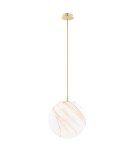 Single pendant lamps - Argon ALMIROS 8448 1-fl. pendant lamp, large, white-brown (marble) lampshade, brass elements glass, brass, baw braid - product 1