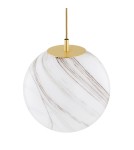 Single pendant lamps - Argon ALMIROS 8448 1-fl. pendant lamp, large, white-brown (marble) lampshade, brass elements glass, brass, baw braid - product 3