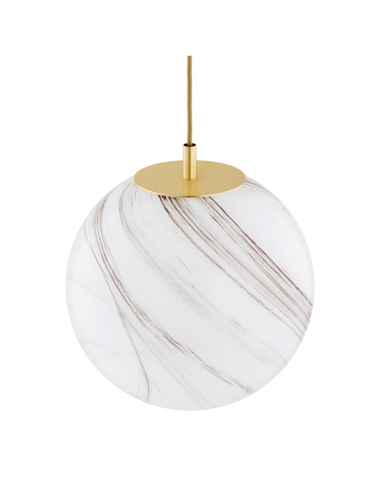 Single pendant lamps - Argon ALMIROS 8448 1-fl. pendant lamp, large, white-brown (marble) lampshade, brass elements glass, brass, baw braid - product kolory-swiatla.pl 3