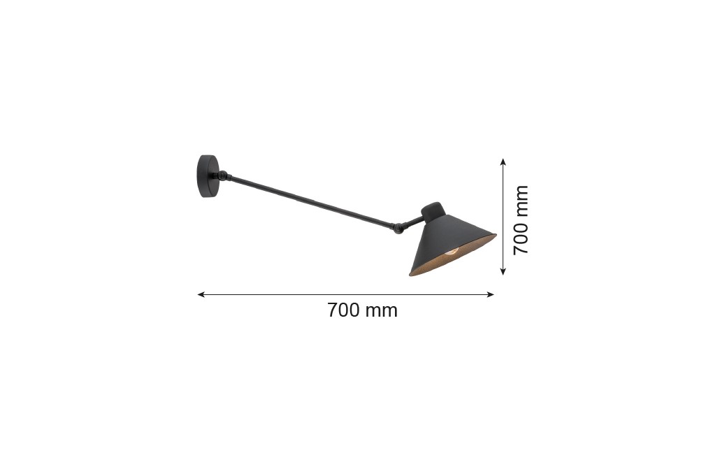 Argon ALTEA kinkiet 1 pł. 1x15W (max) czarny struktura 4072