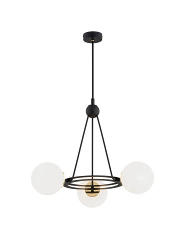 Argon AMALFI 3 fl. chandelier 3x15W (max) opal mat black structure 6150