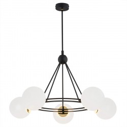 Argon AMALFI żyrandol 5 pł. 5x15W (max) opal mat czarny struktura 2119
