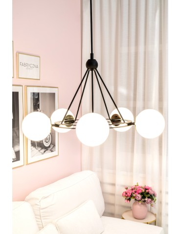 Argon AMALFI żyrandol 5 pł. 5x15W (max) opal mat czarny struktura 2119 - produkt 2