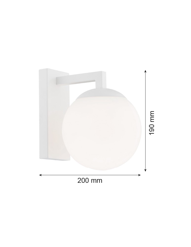 Wall lamps spheres - Argon ASPEN wall lamp 1 pł. 1x15W (max) opal mat white structure 3733 - product kolory-swiatla.pl 4
