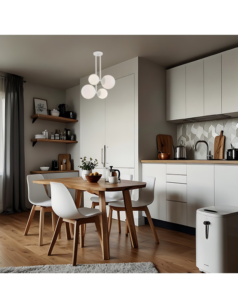 Pendant lamps spheres - Argon ASPEN 4 fl. pendant lamp 4x15W (max) opal mat white structure 1644 - product kolory-swiatla.pl 2