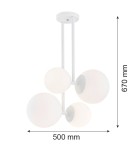 Pendant lamps spheres - Argon ASPEN 4 fl. pendant lamp 4x15W (max) opal mat white structure 1644 - product 3