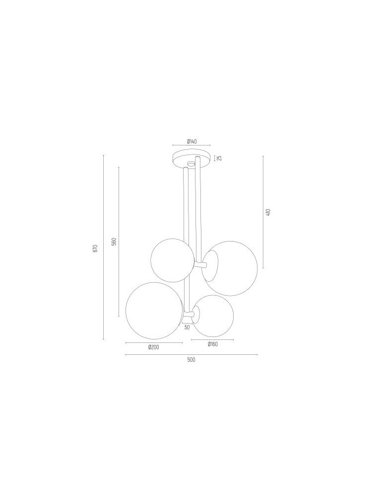 Pendant lamps spheres - Argon ASPEN 4 fl. pendant lamp 4x15W (max) opal mat white structure 1644 - product kolory-swiatla.pl 4