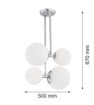 Pendant lamps spheres - Argon ASPEN 4 fl. pendant lamp 4x15W (max) opal matt chrome 1646 - product 2