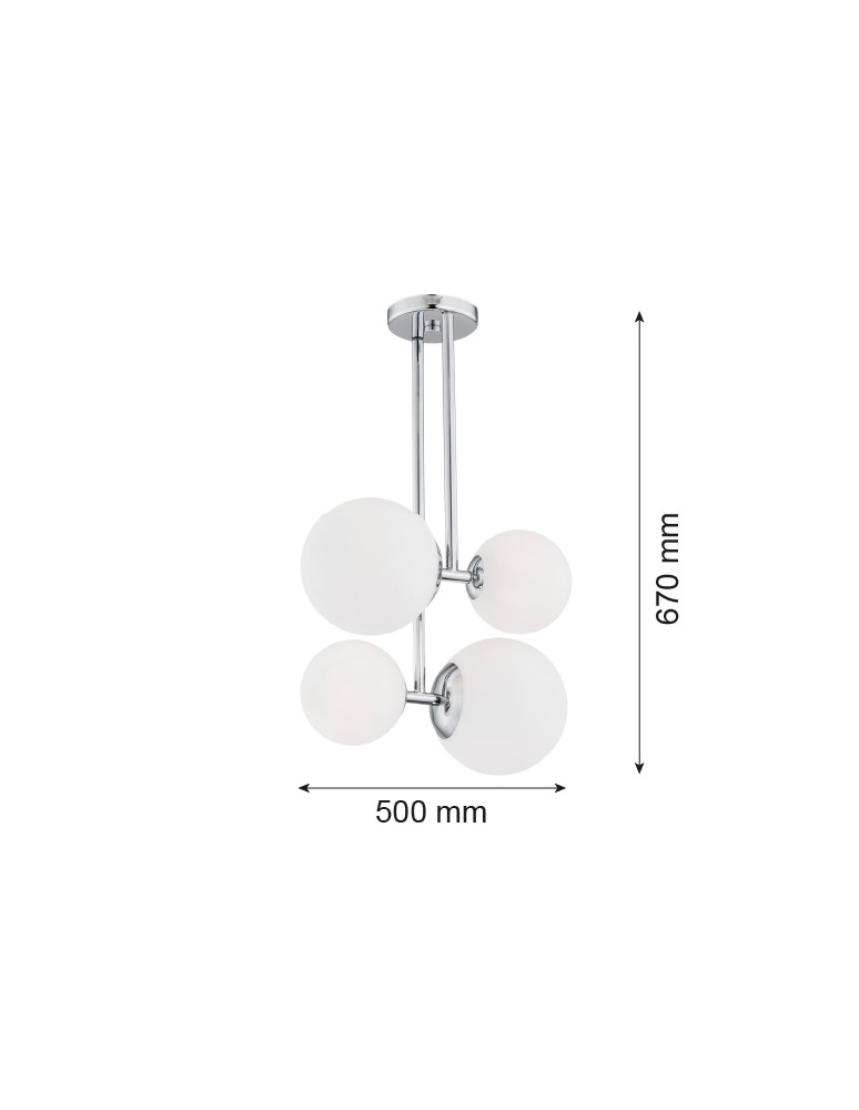 Pendant lamps spheres - Argon ASPEN 4 fl. pendant lamp 4x15W (max) opal matt chrome 1646 - product kolory-swiatla.pl 2