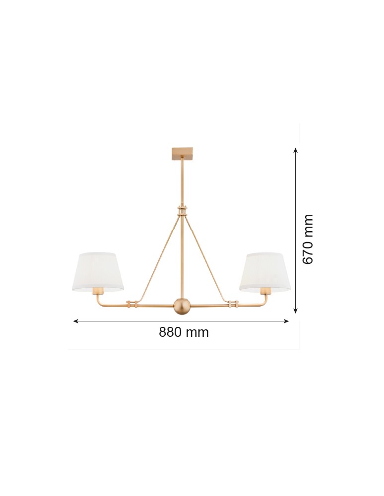Chandelier with lampshade - Argon ATRANI 2 fl. chandelier 2x15W (max) cream old gold 7176 - product kolory-swiatla.pl 5