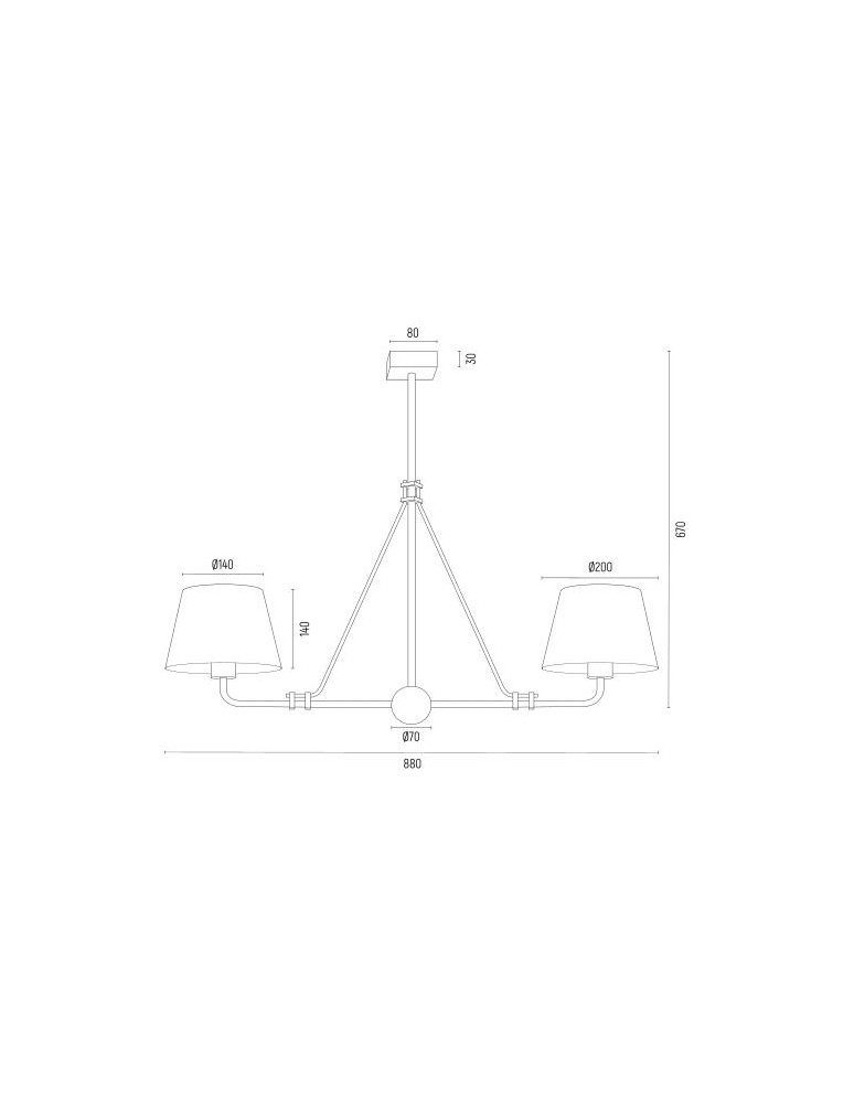 Chandelier with lampshade - Argon ATRANI 2 fl. chandelier 2x15W (max) cream old gold 7176 - product kolory-swiatla.pl 6