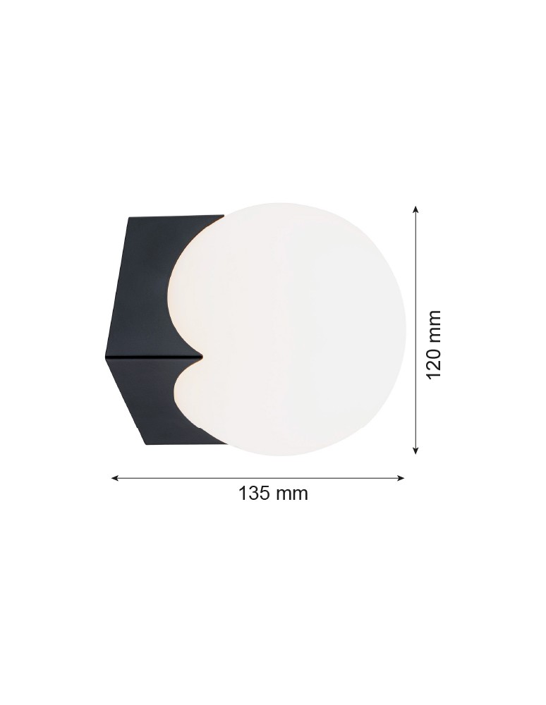 Wall lamps spheres - Argon AUSTIN wall lamp 1 pł. 1x7W (max) opal mat black mat 4715 - product kolory-swiatla.pl 3
