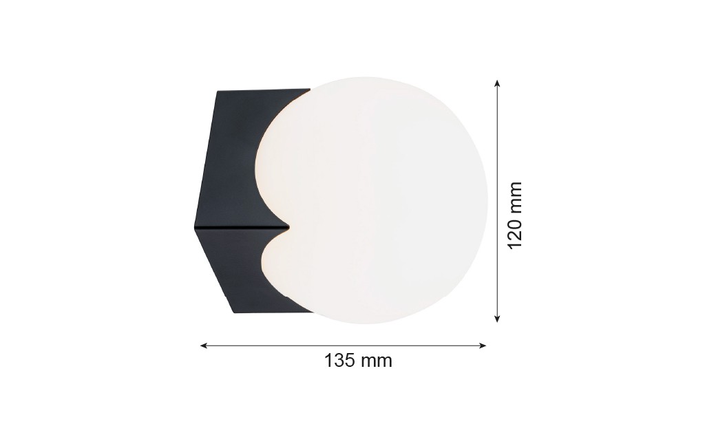 Argon AUSTIN kinkiet 1 pł. 1x7W (max) opal mat czarny mat 4715