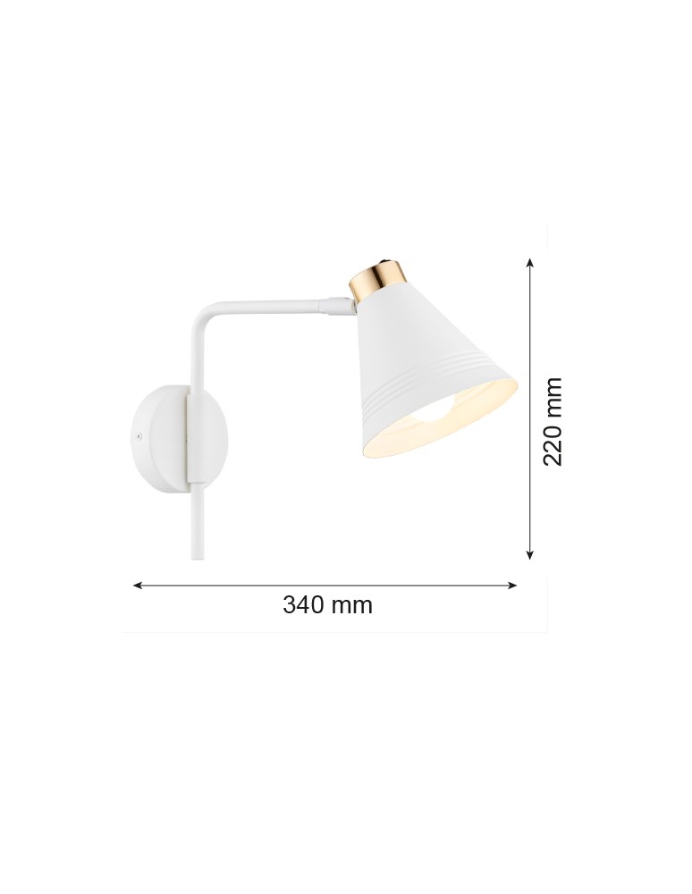 Cantilever wall lamps - Argon AVALONE wall lamp 1 pł. 1x15W (max) white structure brass elements 8006 - product kolory-swiatla.pl 7