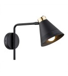 Cantilever wall lamps - Argon AVALONE wall lamp 1 pł. 1x15W (max) black structure brass elements 8008 - product 1