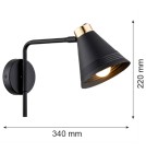 Cantilever wall lamps - Argon AVALONE wall lamp 1 pł. 1x15W (max) black structure brass elements 8008 - product 5