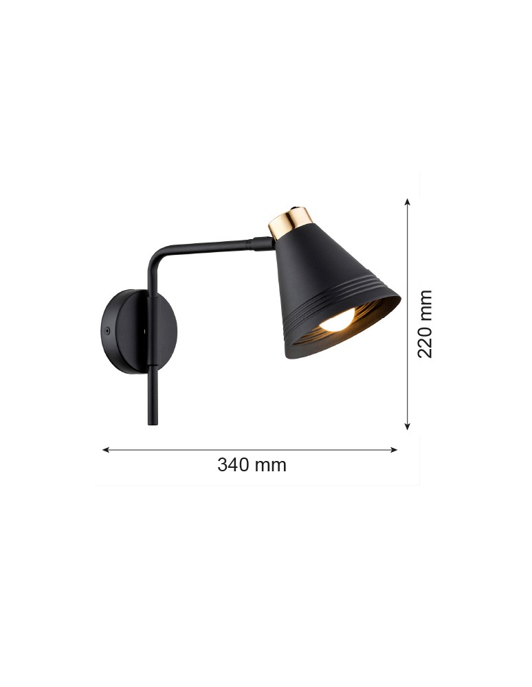 Cantilever wall lamps - Argon AVALONE wall lamp 1 pł. 1x15W (max) black structure brass elements 8008 - product kolory-swiatla.pl 5