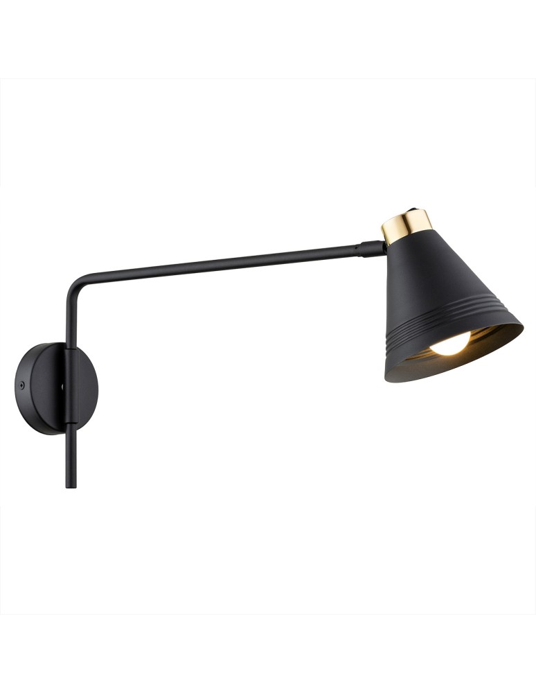 Cantilever wall lamps - Argon AVALONE wall lamp 1 pł. on longer arm 1x15W (max) black structure brass elements 8009 - product kolory-swiatla.pl 1
