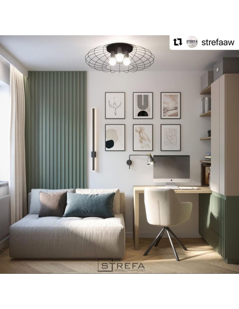 Cantilever wall lamps - Argon AVALONE wall lamp 1 pł. on longer arm 1x15W (max) black structure brass elements 8009 - product kolory-swiatla.pl 2