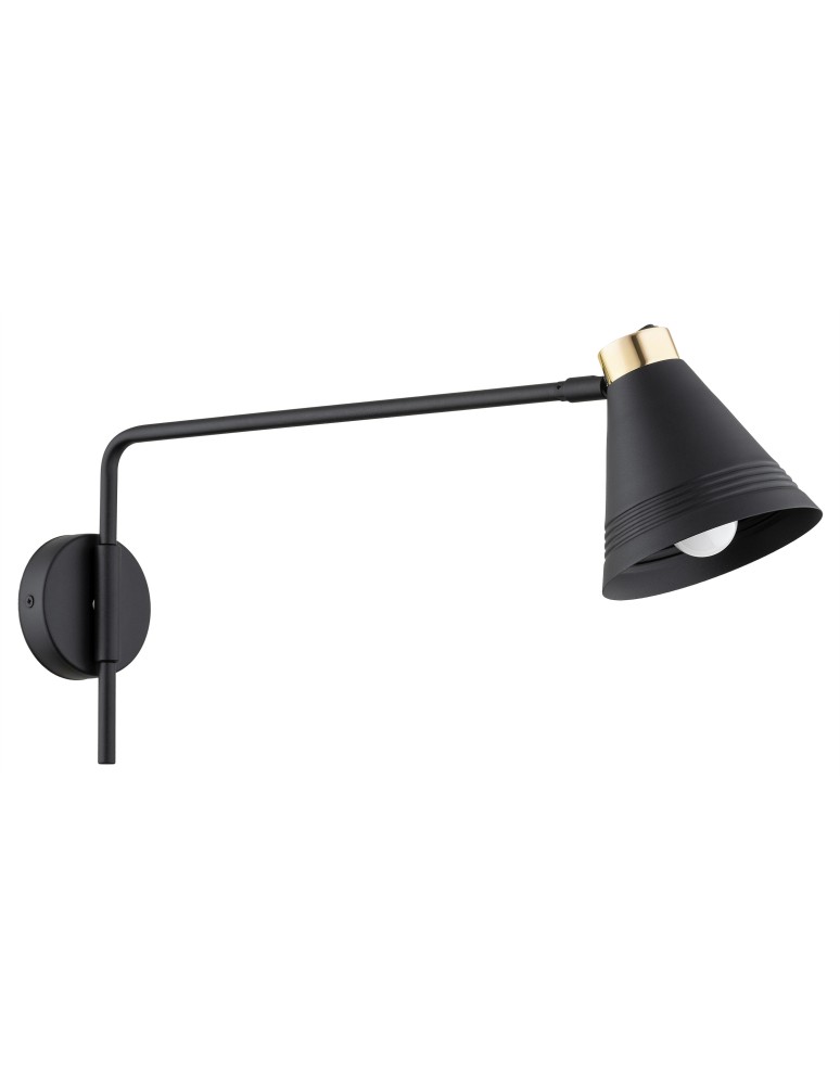 Cantilever wall lamps - Argon AVALONE wall lamp 1 pł. on longer arm 1x15W (max) black structure brass elements 8009 - product kolory-swiatla.pl 3