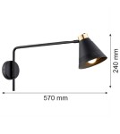 Cantilever wall lamps - Argon AVALONE wall lamp 1 pł. on longer arm 1x15W (max) black structure brass elements 8009 - product 6