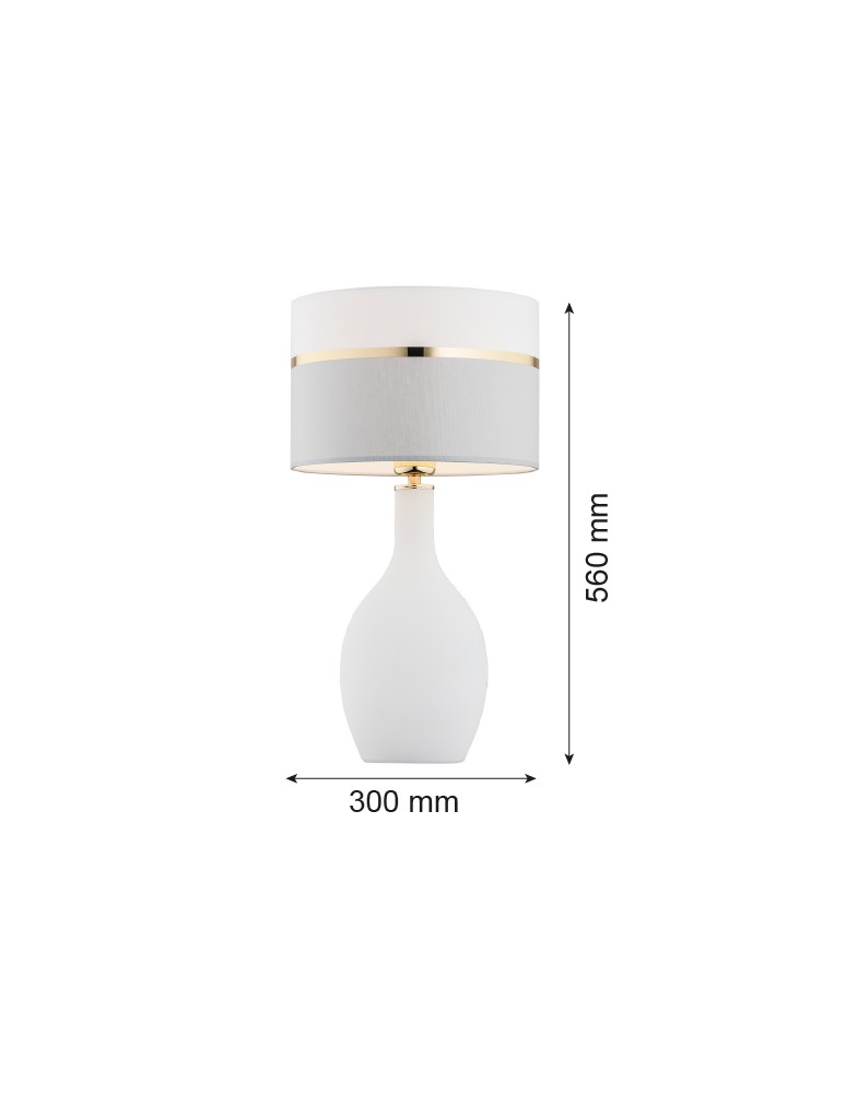 Argon BEJA lampa stołowa 1 pł. 1x15W (max) biało szary ze złotym dekorem biała podstawa połysk 4359