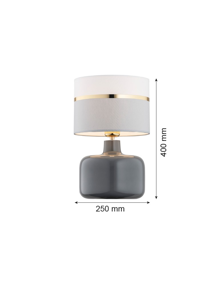 Argon BEJA lampa stołowa 1 pł. 1x15W (max) biało szary ze złotym dekorem szara podstawa połysk 4362