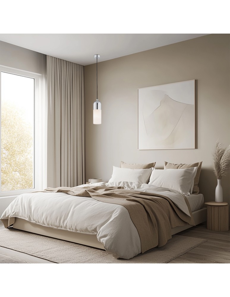 Single pendant lamps - Argon BURGOS pendant lamp 1 pł. 1x15W (max) opal mat chrome 4211 - product kolory-swiatla.pl 2