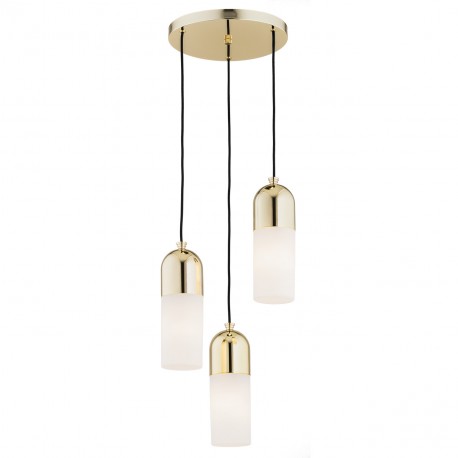 Argon BURGOS lampa wisząca 3 pł. okrągła podsufitka 3x15W (max) opal mat mosiądz 1466
