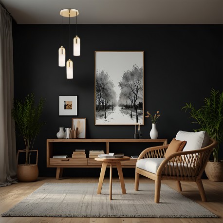 Argon BURGOS lampa wisząca 3 pł. okrągła podsufitka 3x15W (max) opal mat mosiądz 1466