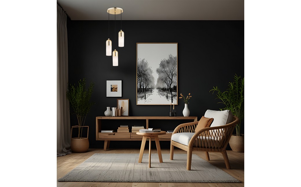 Argon BURGOS lampa wisząca 3 pł. okrągła podsufitka 3x15W (max) opal mat mosiądz 1466