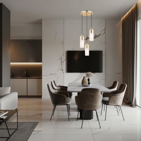 Argon BURGOS lampa wisząca 3 pł. okrągła podsufitka 3x15W (max) opal mat mosiądz 1466
