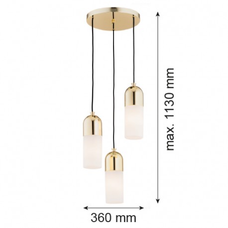 Argon BURGOS lampa wisząca 3 pł. okrągła podsufitka 3x15W (max) opal mat mosiądz 1466