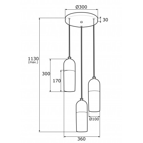 Argon BURGOS lampa wisząca 3 pł. okrągła podsufitka 3x15W (max) opal mat mosiądz 1466