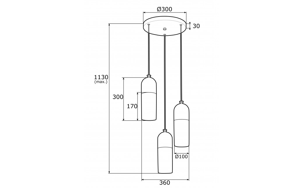 Argon BURGOS lampa wisząca 3 pł. okrągła podsufitka 3x15W (max) opal mat mosiądz 1466