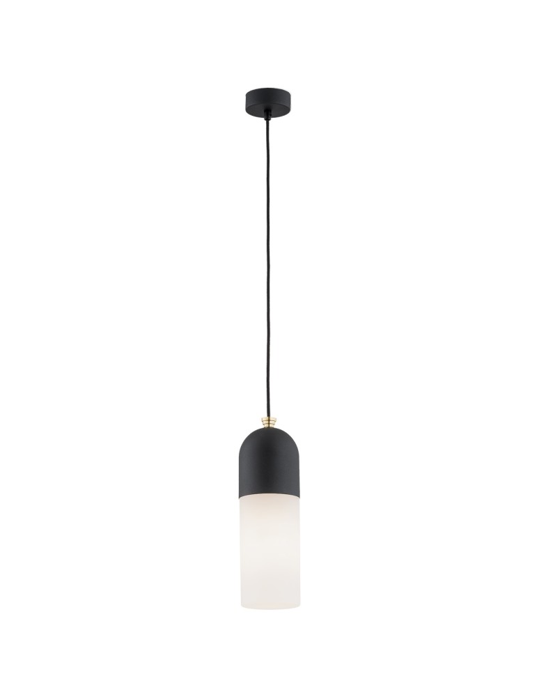 Single pendant lamps - Argon BURGOS 1 fl. pendant lamp 1x15W (max) opal mat black structure 4213 - product kolory-swiatla.pl 1
