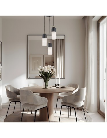 Argon BURGOS 3 fl. pendant lamp round headliner 3x15W (max) opal mat black structure 1467 - product 2