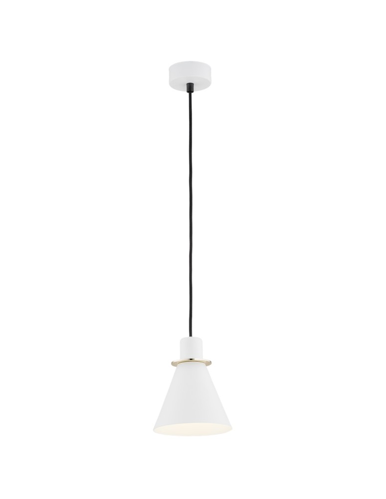 Single pendant lamps - Argon BEVERLY pendant lamp 1 pł. 1x15W (max) white structure brass elements 4680 - product kolory-swiatla.pl 1