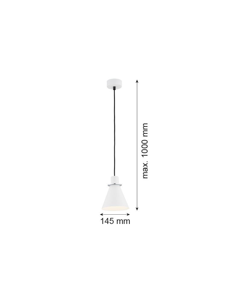 Single pendant lamps - Argon BEVERLY pendant lamp 1 pł. 1x15W (max) white structure chrome elements 4681 - product kolory-swiatla.pl 5