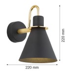 Argon BEVERLY kiniet 1 pł. 1x15W (max) czarny struktura elementy mosiądzowane 4708