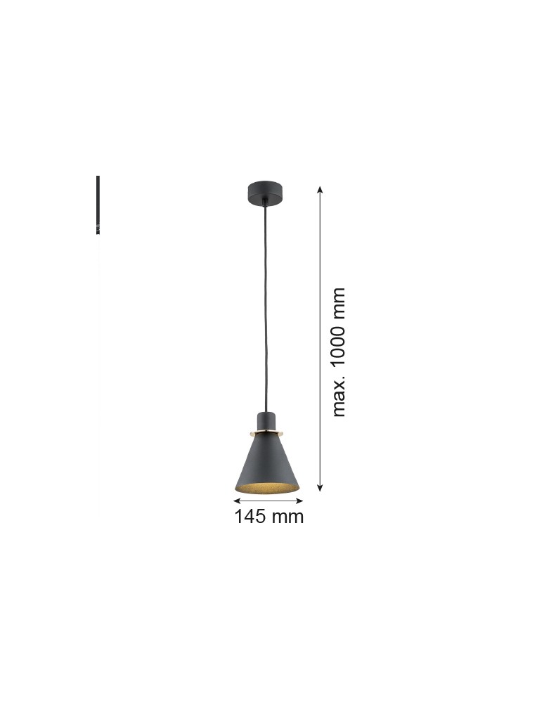 Single pendant lamps - Argon BEVERLY pendant lamp 1 pł. 1x15W (max) black structure brass elements 4687 - product kolory-swiatla.pl 6