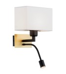 Wall lamps for bedrooms - Argon BILL wall lamp 2 fl. 1x15W (max) + 1x4.5W white brushed brass 1040 - product 1