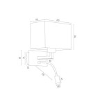 Wall lamps for bedrooms - Argon BILL wall lamp 2 fl. 1x15W (max) + 1x4.5W white brushed brass 1040 - product 4