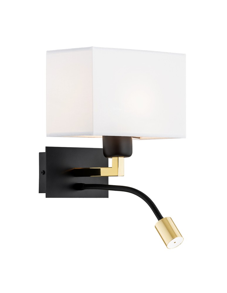 Wall lamps for bedrooms - Argon BILL wall lamp 2 pł. 1x15W (max) + 1x4.5W white matte black 1051 - product kolory-swiatla.pl 1