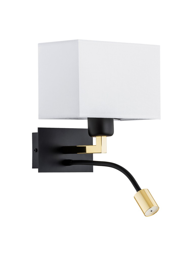 Wall lamps for bedrooms - Argon BILL wall lamp 2 pł. 1x15W (max) + 1x4.5W white matte black 1051 - product kolory-swiatla.pl 2